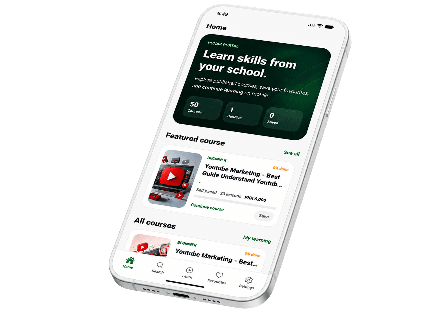 Hunar Portal mobile app preview